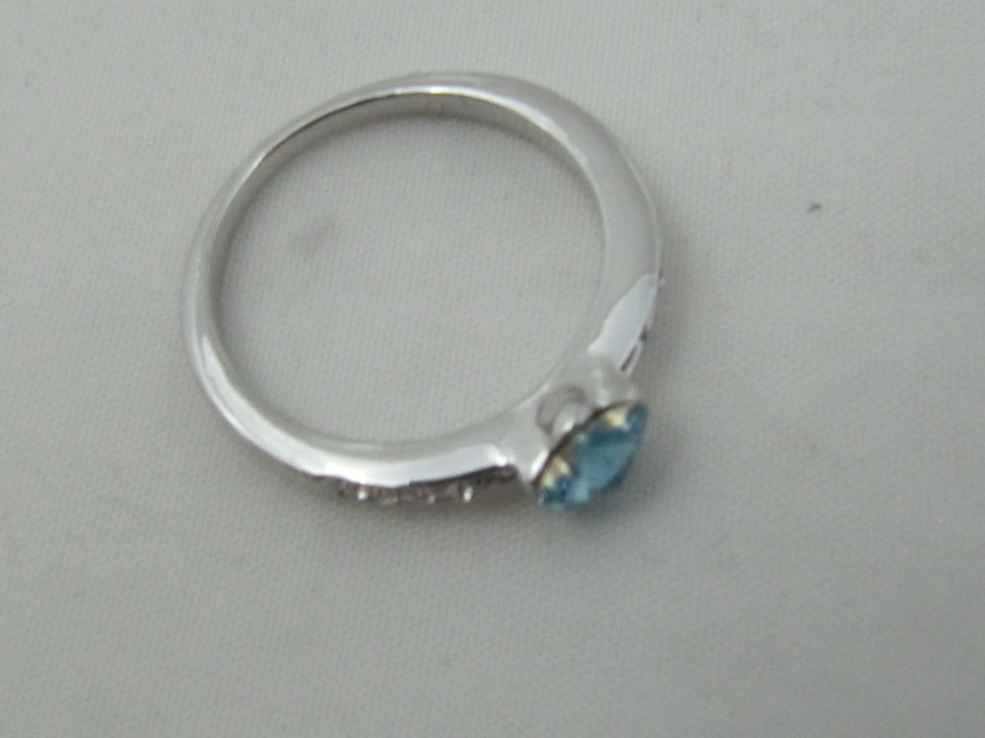 10k White Gold Filled with Blue Sapphire. Size N. - Image 6 of 7