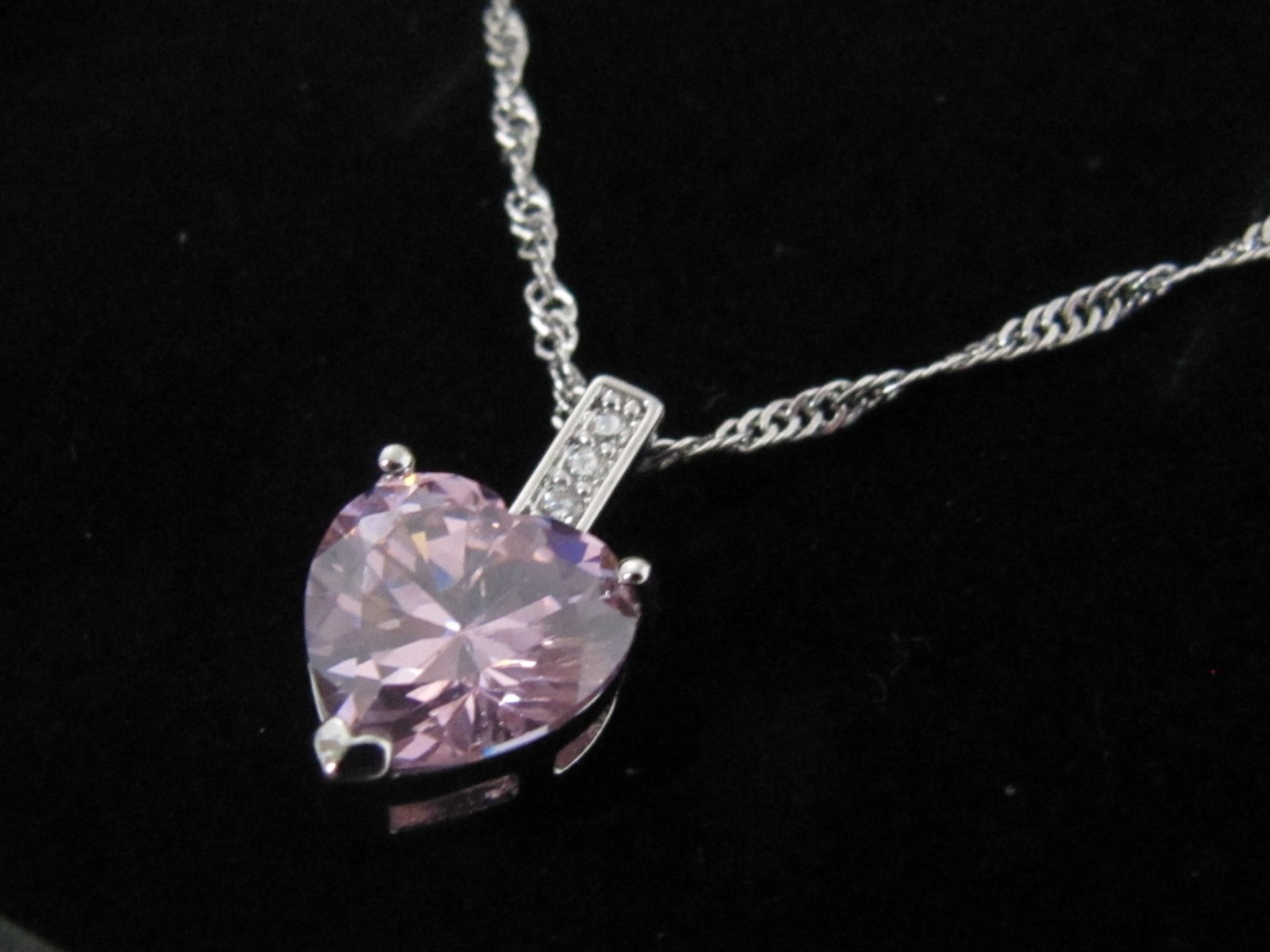 Necklace by Clear Crystal Pink Heart Sapphire. - Image 3 of 3