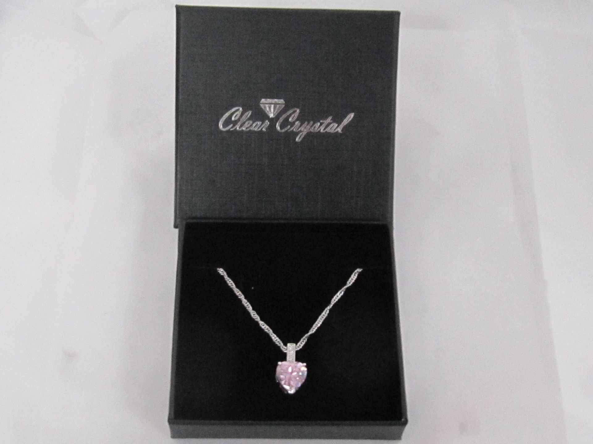 Necklace by Clear Crystal Pink Heart Sapphire.