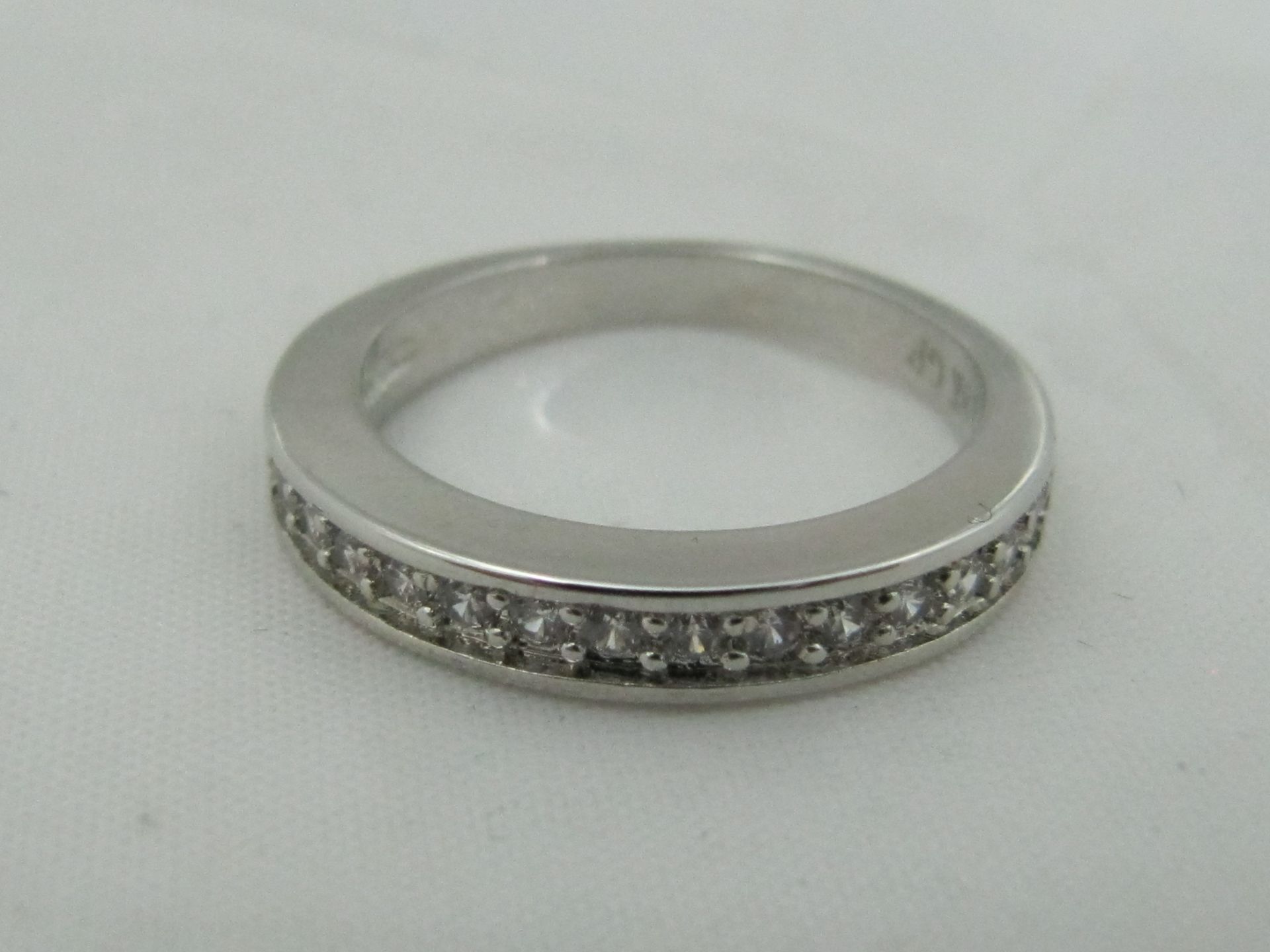 18k White Gold Plated Eternity Ring. Size L.