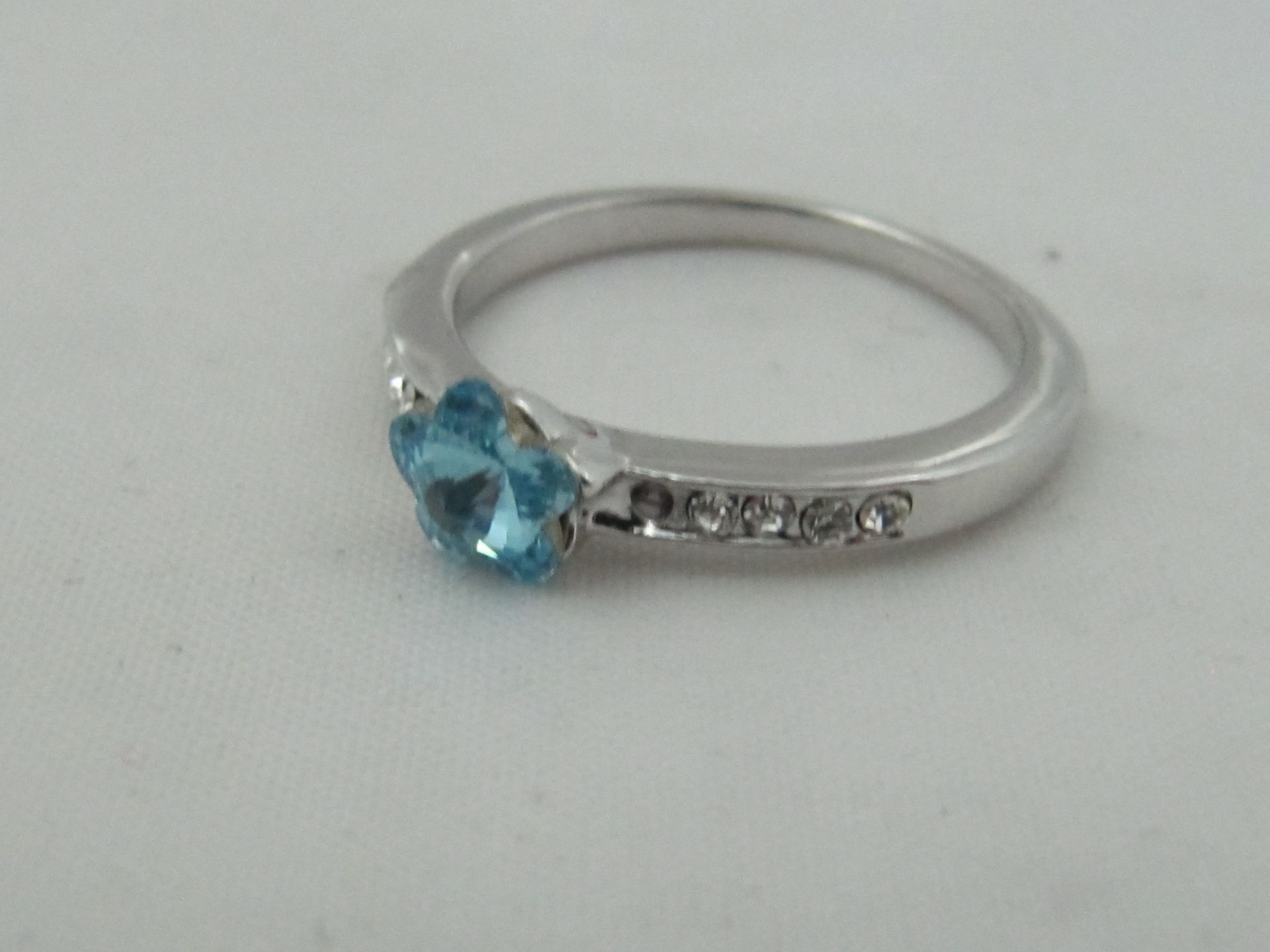 10k White Gold Filled with Blue Sapphire. Size N. - Image 3 of 7