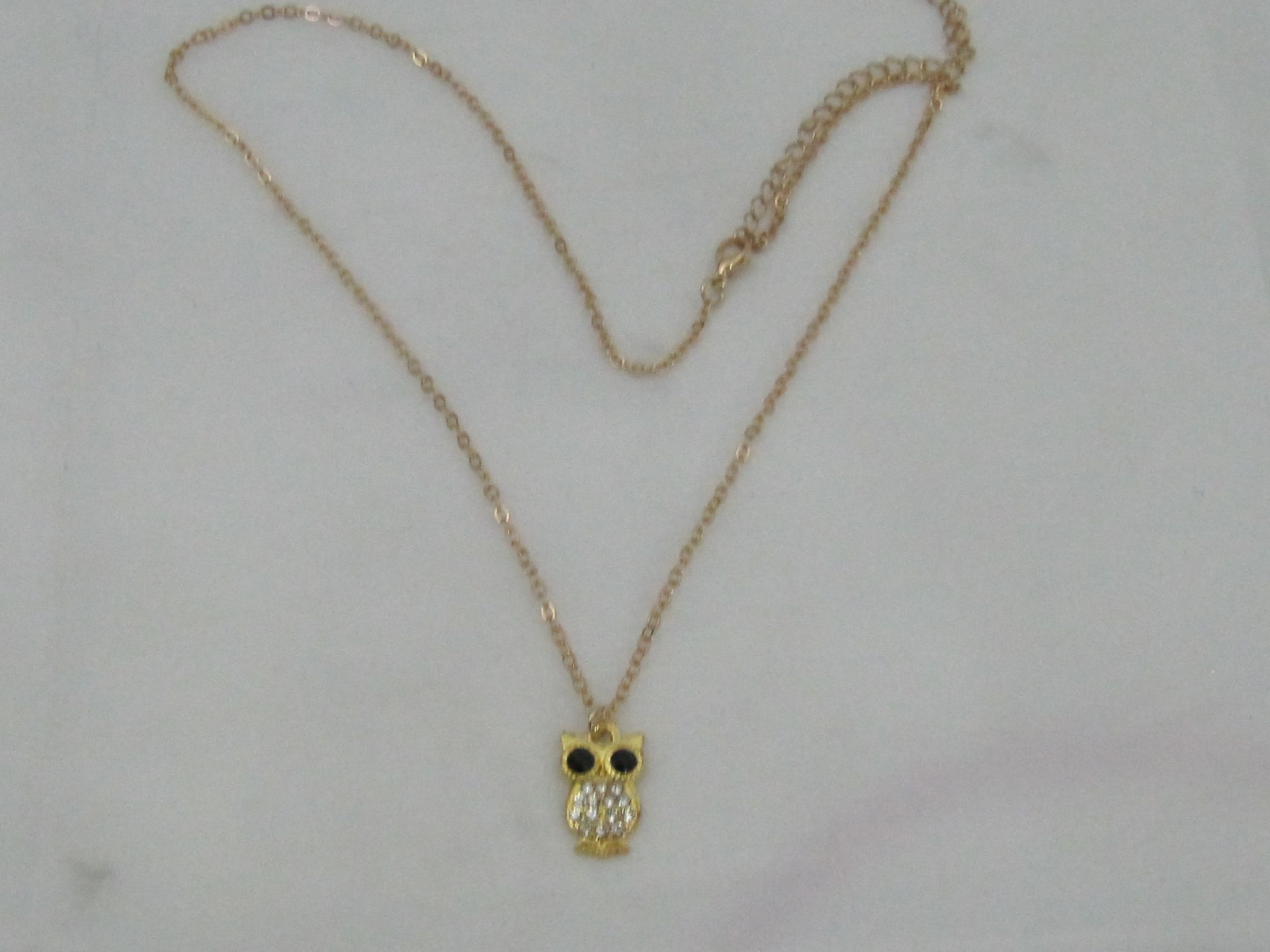 Owl Pendant. Gold Fashion Necklace. - Image 2 of 4