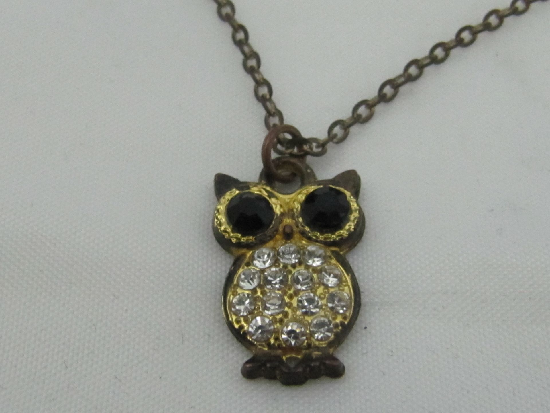 Owl Pendant. Bronze Fashion Necklace.