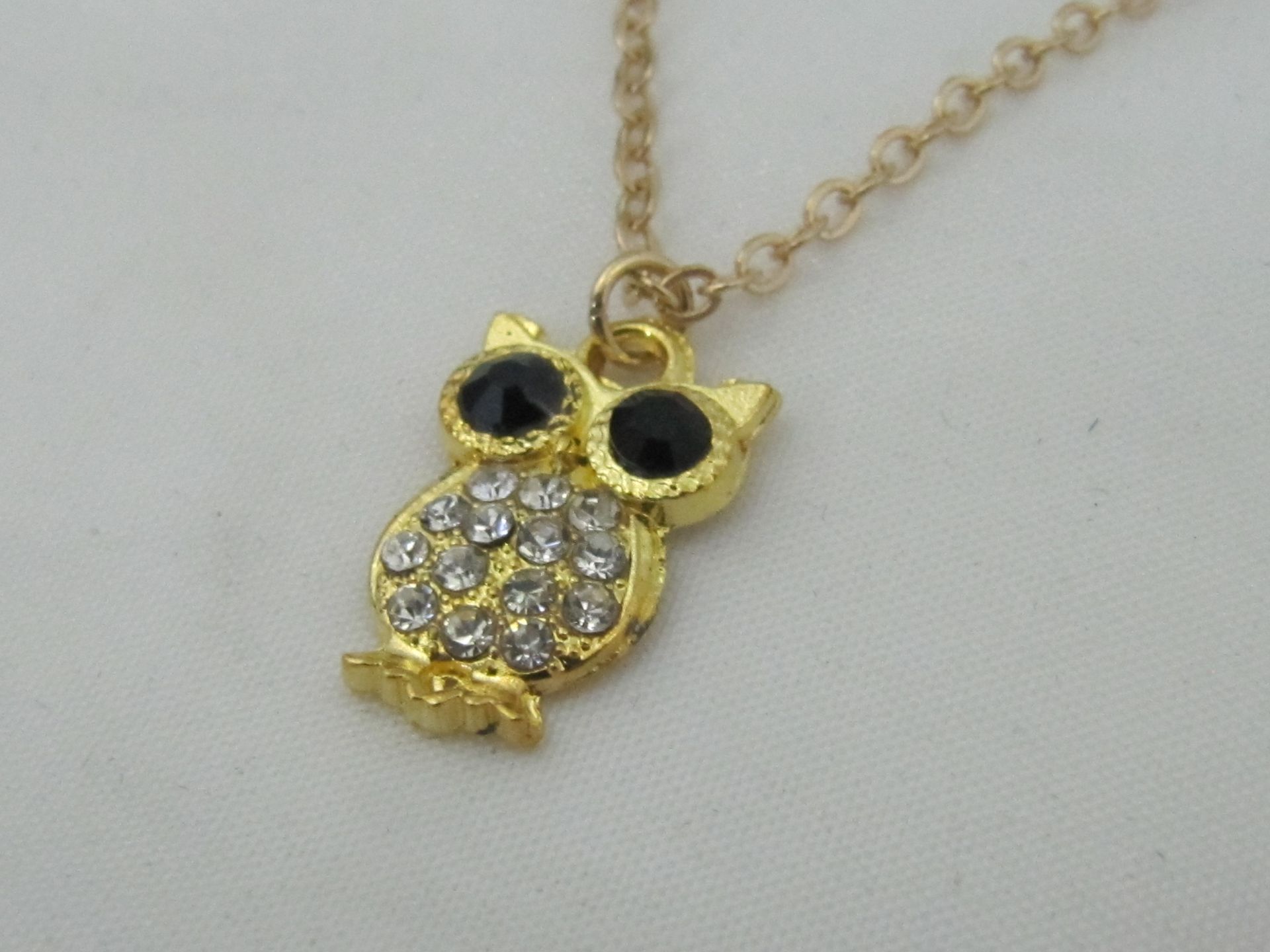 Owl Pendant. Gold Fashion Necklace. - Image 3 of 4