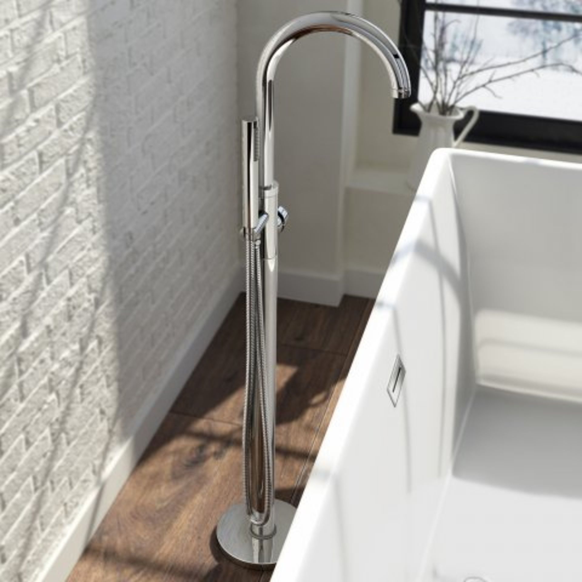 (20) Gladstone II Freestanding Bath Mixer Tap with Hand Held Shower Head Simplicity at its best: Our