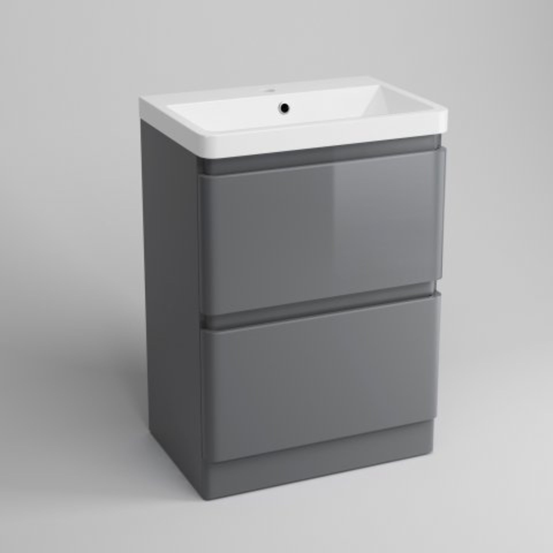 (47) 600mm Denver II Gloss Grey Built In Basin Drawer Unit - Floor Standing. RRP £599.99. COMES - Image 4 of 4