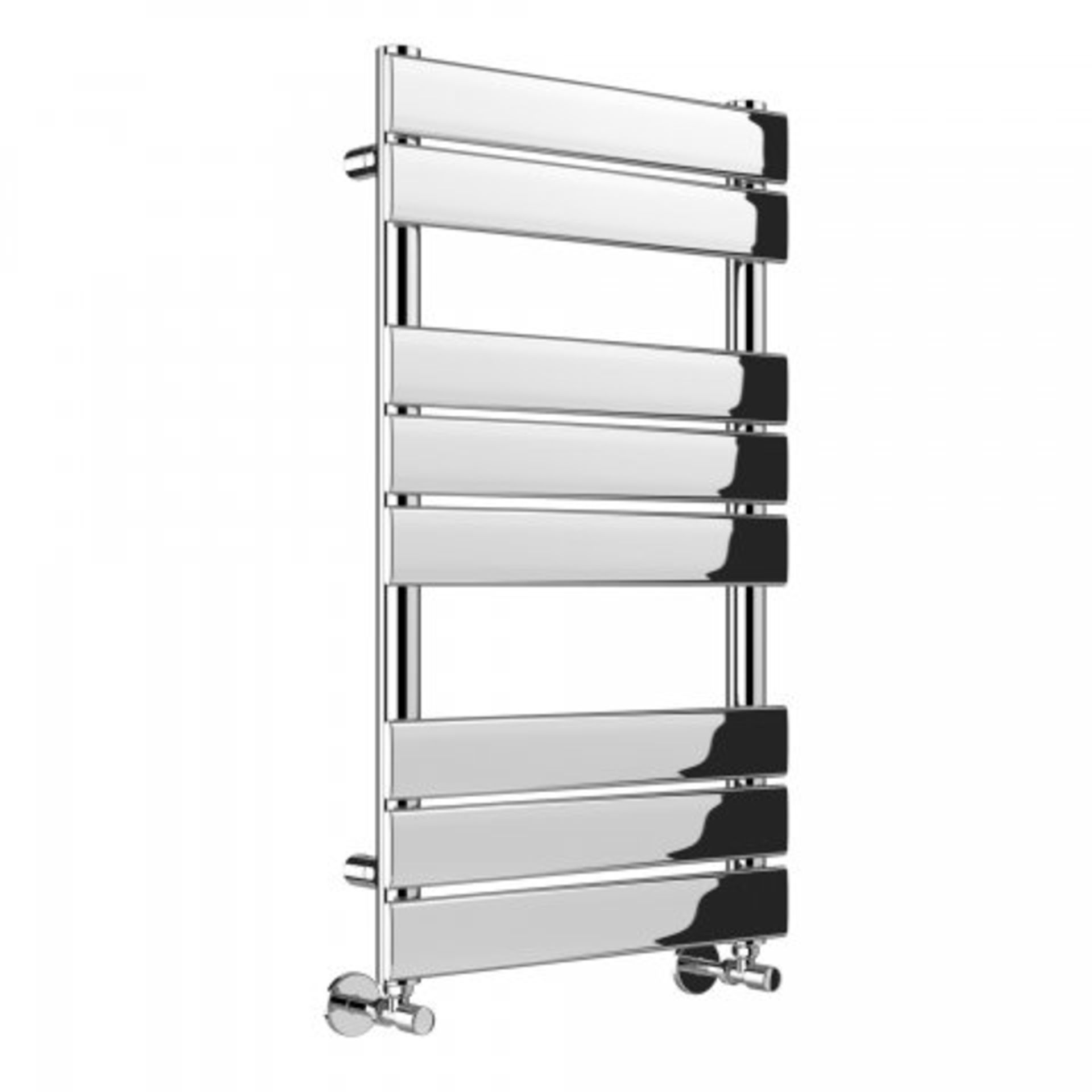 (8) 800x450mm Chrome Flat Panel Ladder Towel Radiator - Francis Range. RRP £246.99. Stylishly - Image 2 of 4