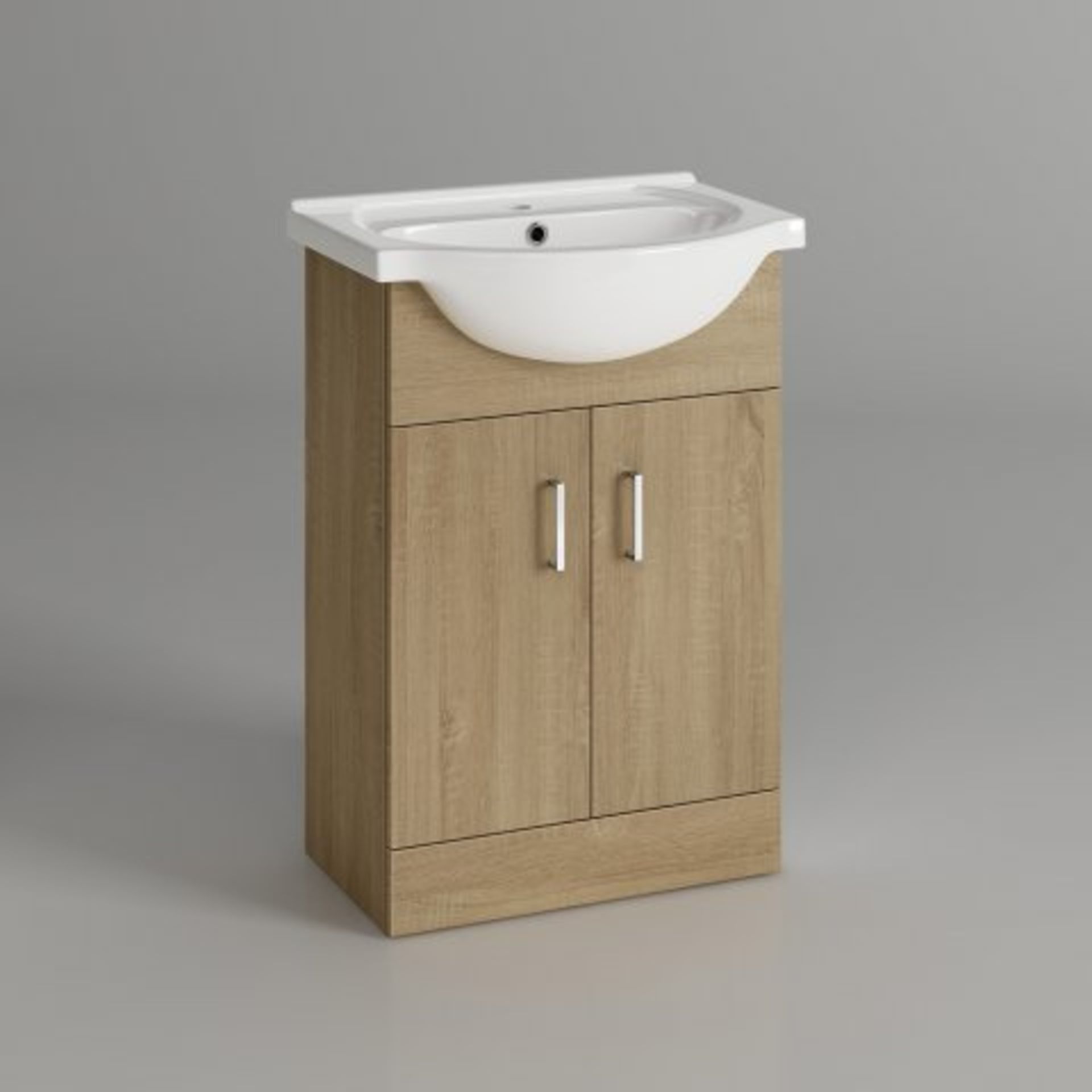 (34) 550x300mm Quartz Oak Effect Built In Basin Cabinet. RRP £299.99. COMES COMPLETE WITH BASIN. - Image 3 of 4