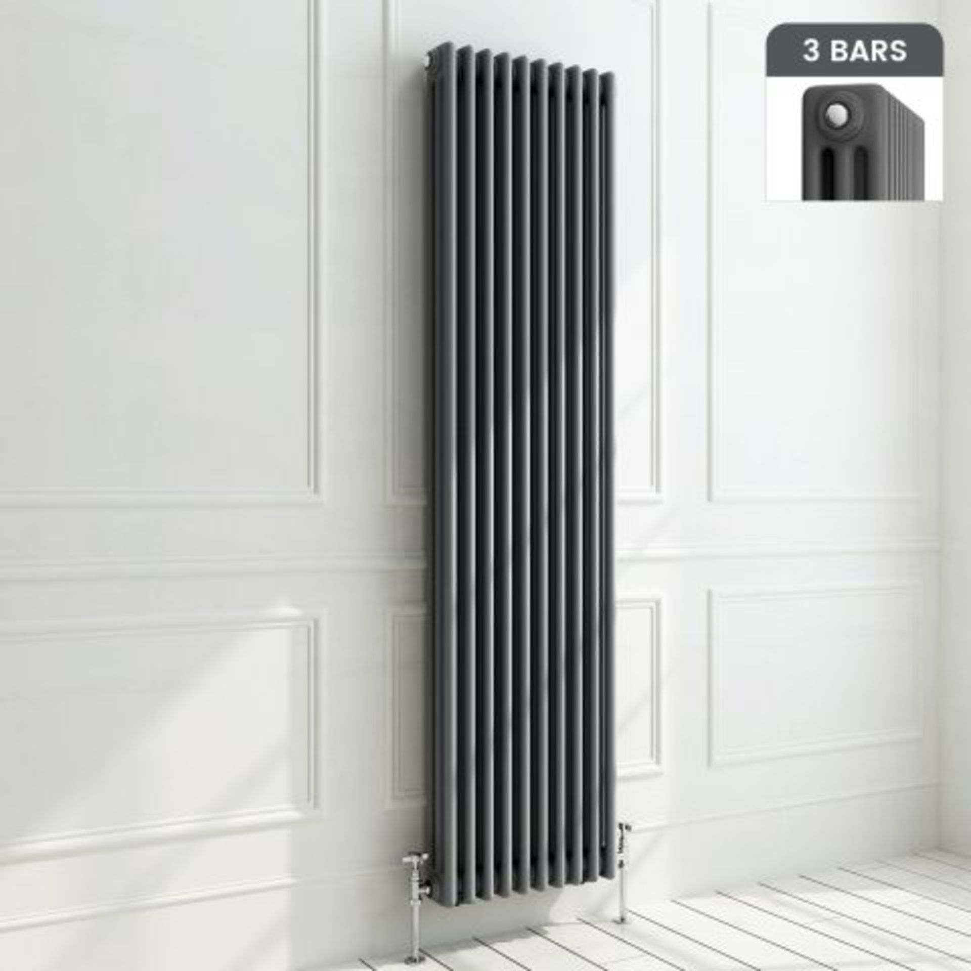 (43) 1800x468mm Anthracite Triple Panel Vertical Colosseum Radiator - Roma . RRP £599.99. Classic