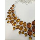 GOLDEN TOPAZ 925 SILVER JEWELRY NECKLACE SIZE 17-18" 6963