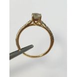 14K Yellow Gold Engagement Ring Hallmarked
