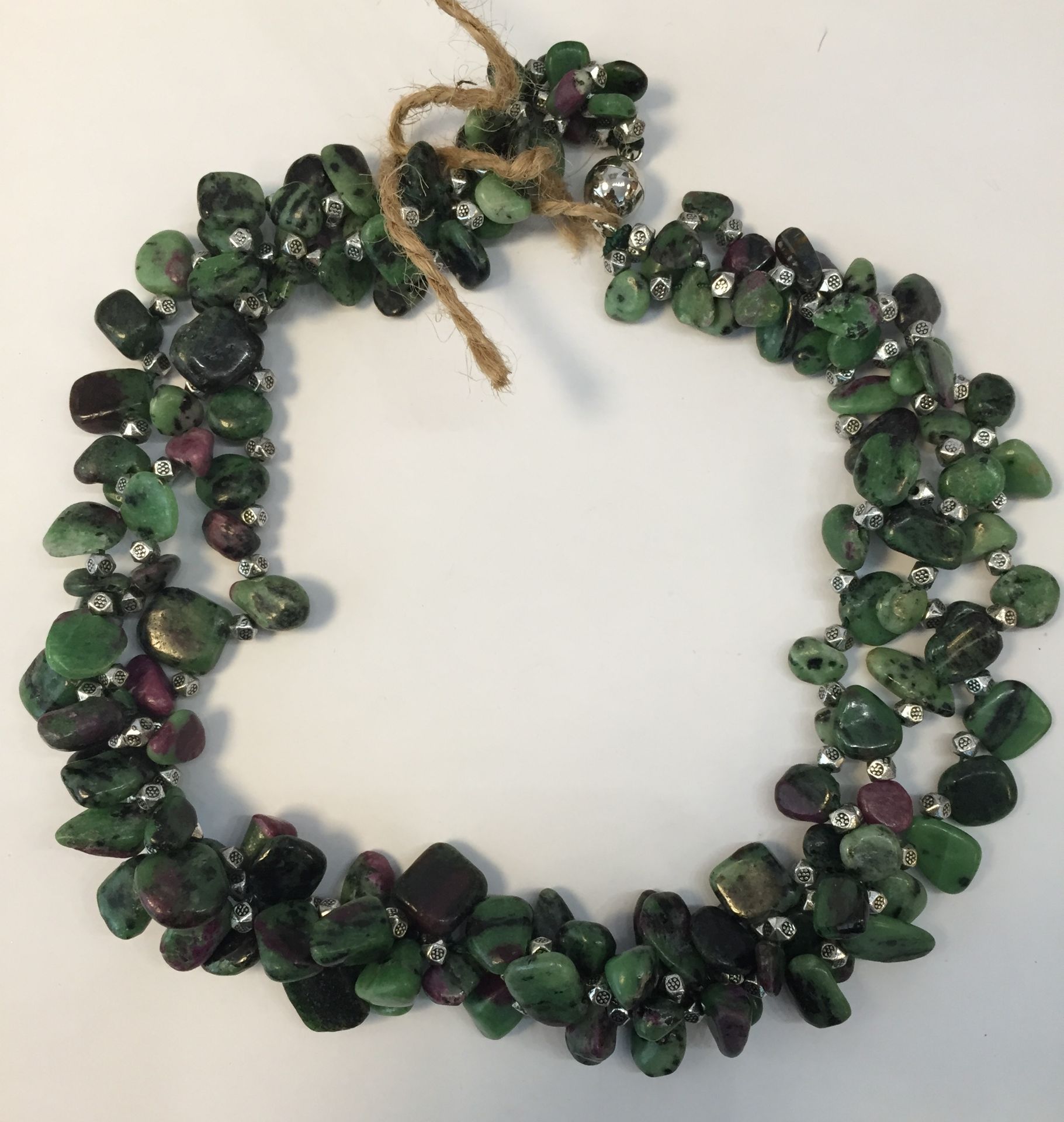 Natural Statement Necklace Jewellery Ruby Zoisite, Tigers Eye, Amethyst