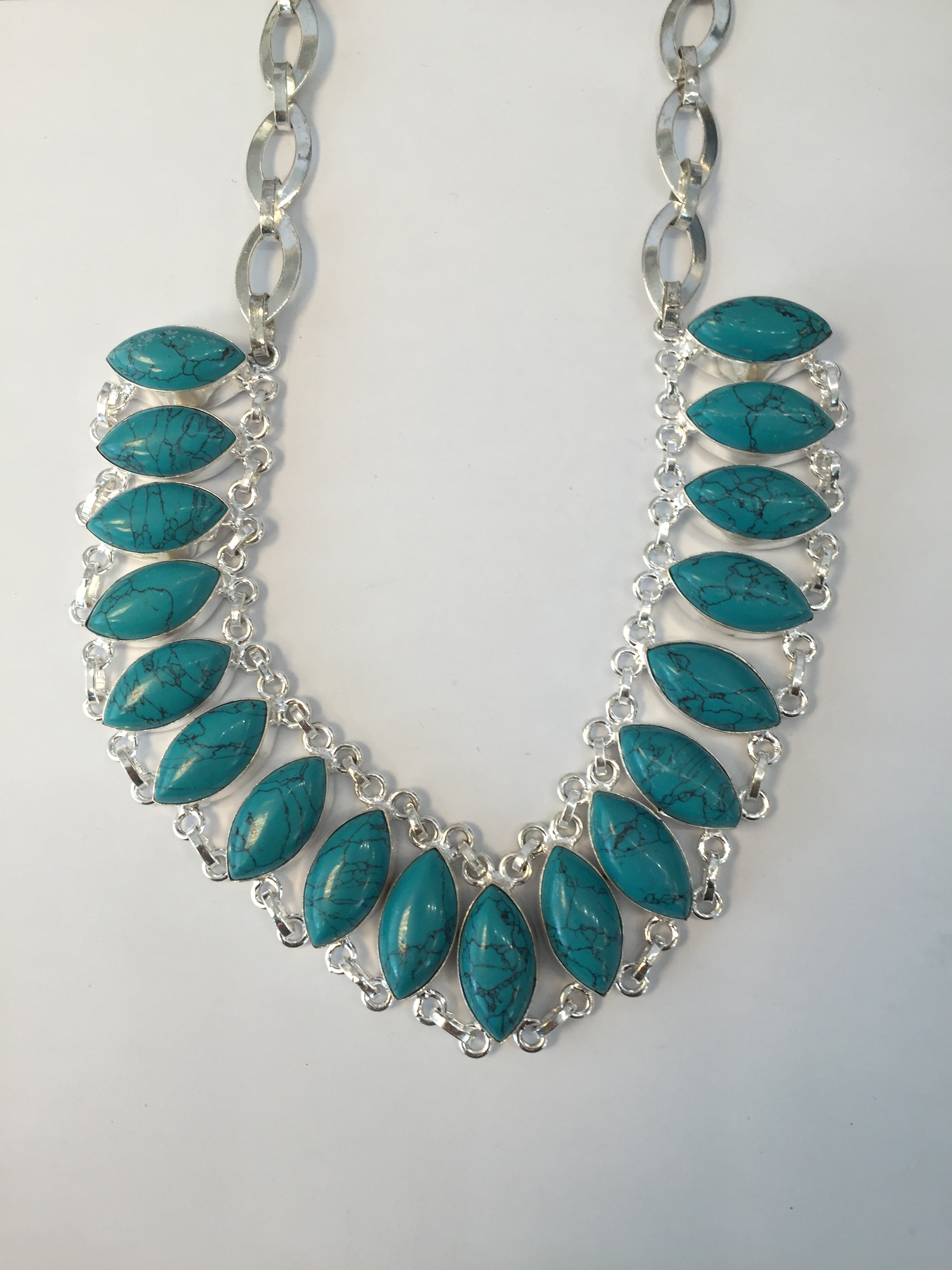 CLASSIC TURQUOISE.925 SILVER NECKLACES SIZE 17''-18'' 2545