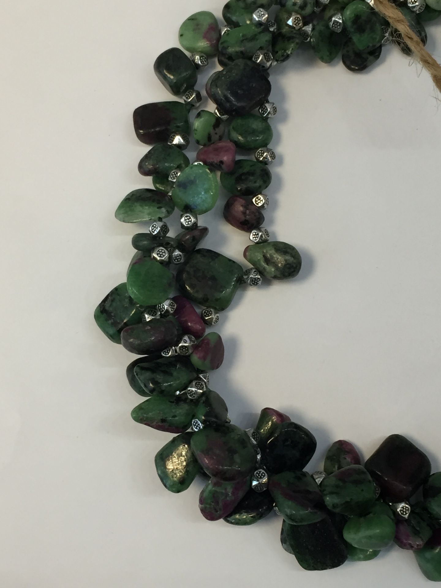 Natural Statement Necklace Jewellery Ruby Zoisite, Tigers Eye, Amethyst - Image 2 of 2
