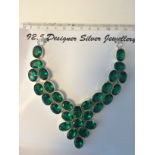 Grenn Tourmaline Gems .925 Silver Jewellery Necklace 18 Inches