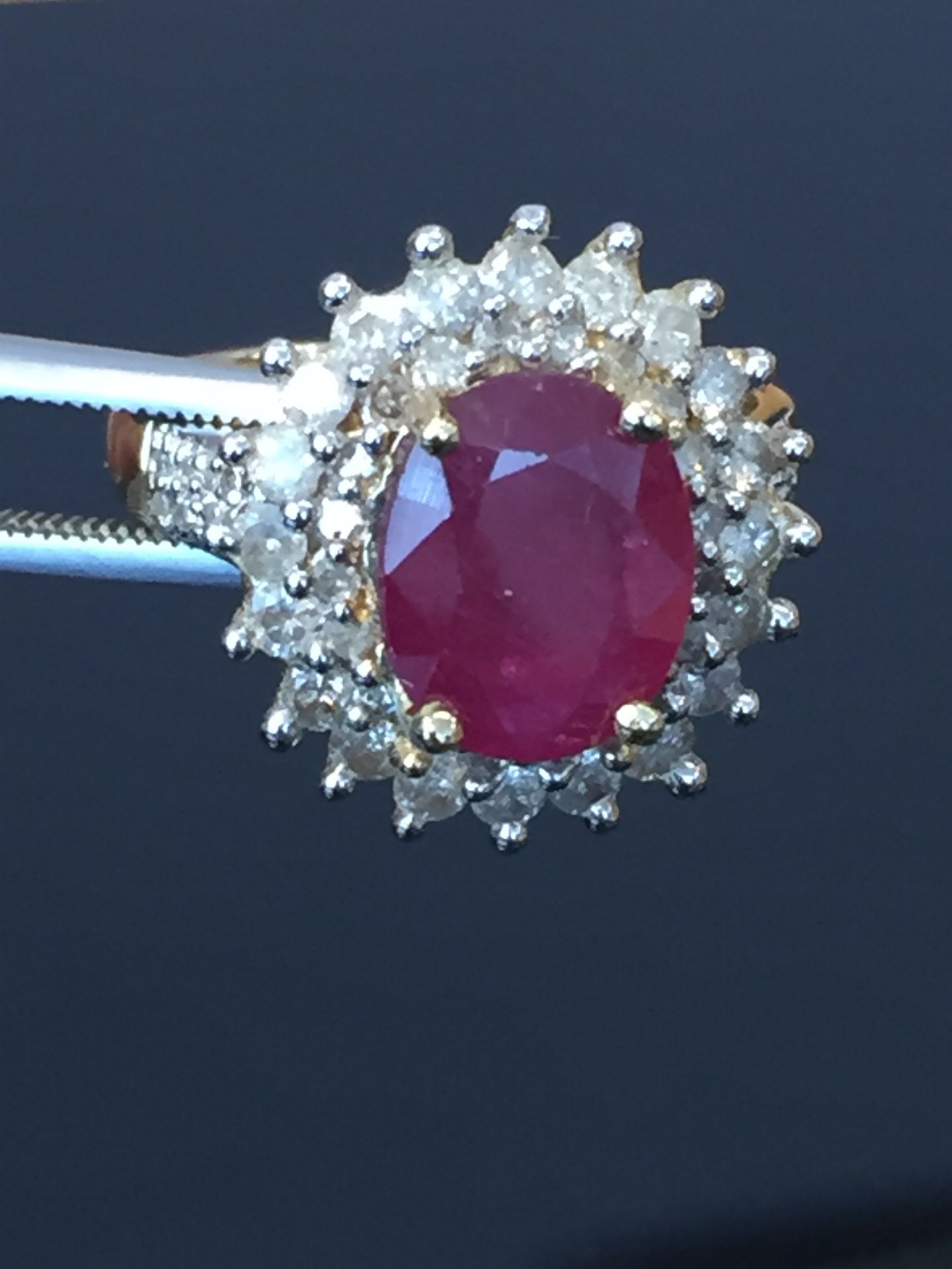 4.42 CARAT TW (57 PCS) GENUINE DIAMOND & GENUINE RUBY 14K SOLID YELLOW GOLD RING - Image 2 of 2