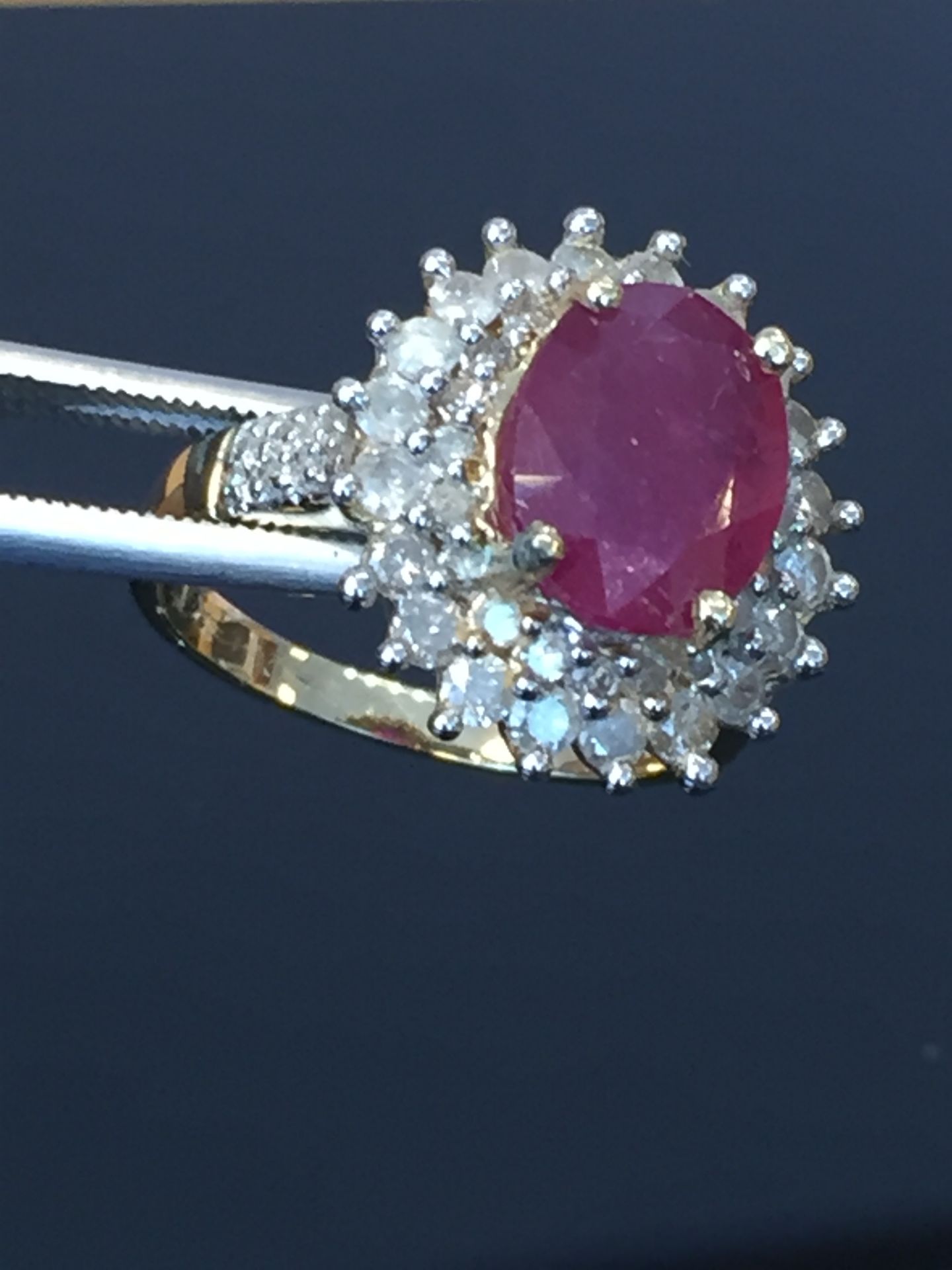 4.42 CARAT TW (57 PCS) GENUINE DIAMOND & GENUINE RUBY 14K SOLID YELLOW GOLD RING