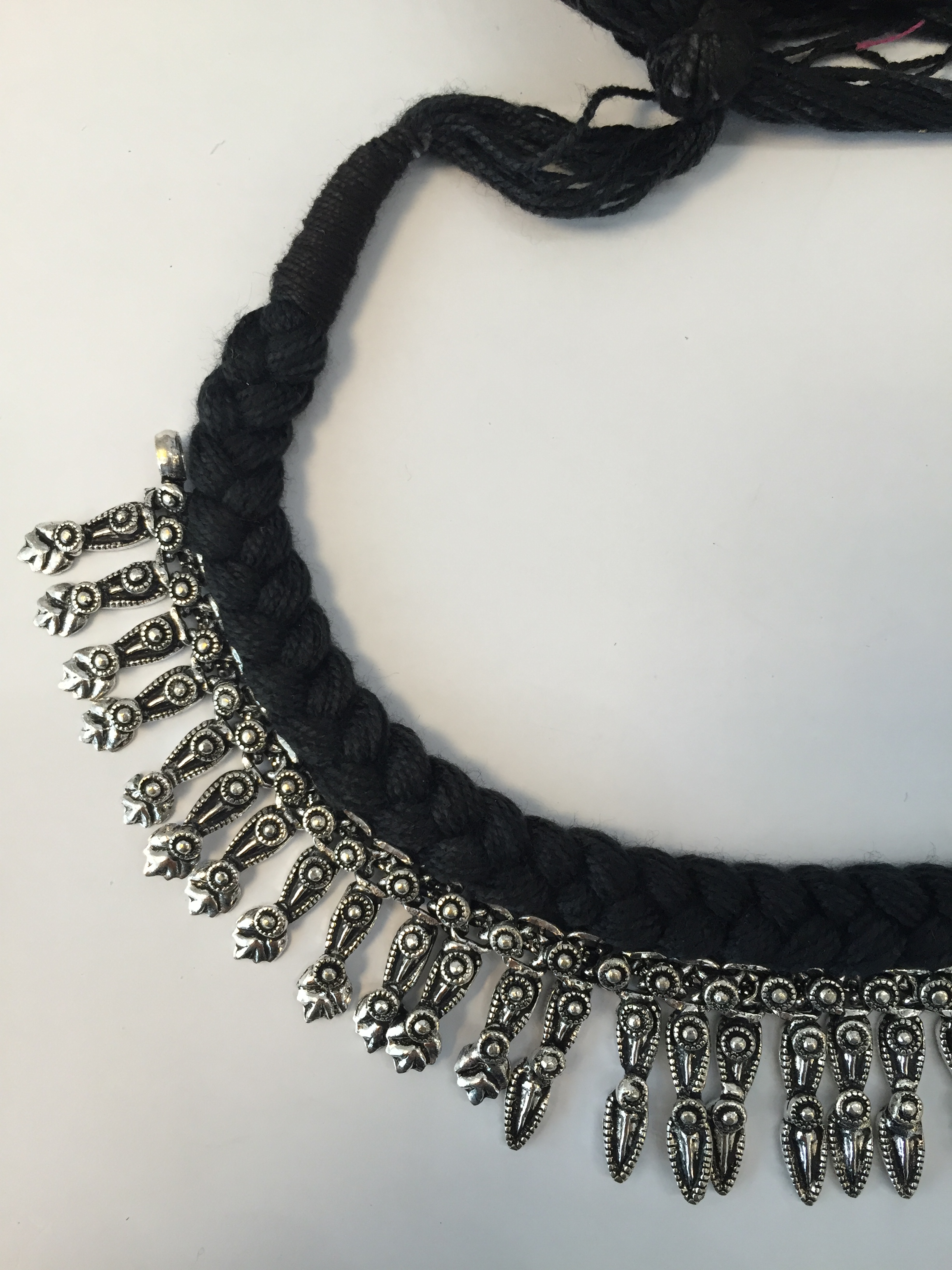 TIBETAN STYLE .925 SILVER JEWELRY NECKLACE SIZE 17-18 INCHES WITH BLACK THREAD - Image 2 of 2