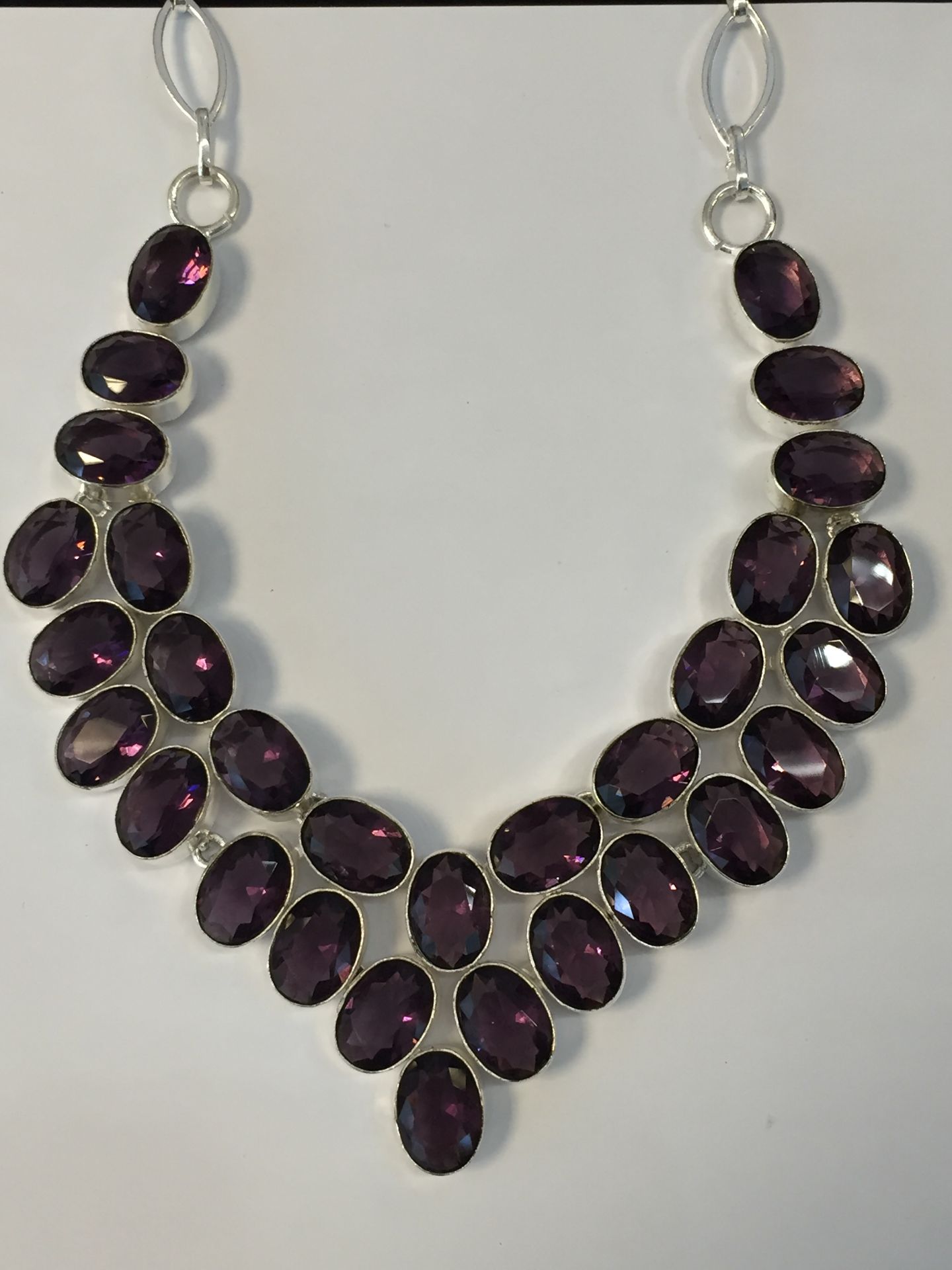 AFRICIAN AMETHYST 925 SILVER JEWELRY NECKLACES SIZE 17-18" 5211 - Image 2 of 2