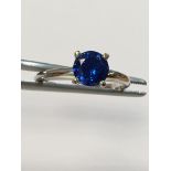 14K White Gold Ring with Deep Blue Saphire Stone