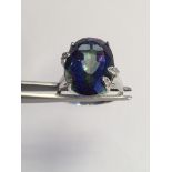 10K SOLID WHITE GOLD 12ct MYSTIC GEM & DIAMOND RING **Brand New**