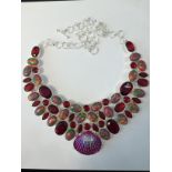 NAUTILUS MOZAMBIQUE GARNET .925 SILVER NECKLACES SIZE 17''-18'' 2569