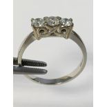 14K White Gold Engagement Ring with 3 set diamonds Hallmoarked