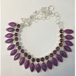 LOVELY PURPLE COPPER WITH PINK AMETHYST .925 SILVER NECKLACES SIZE 17-18'' 2999