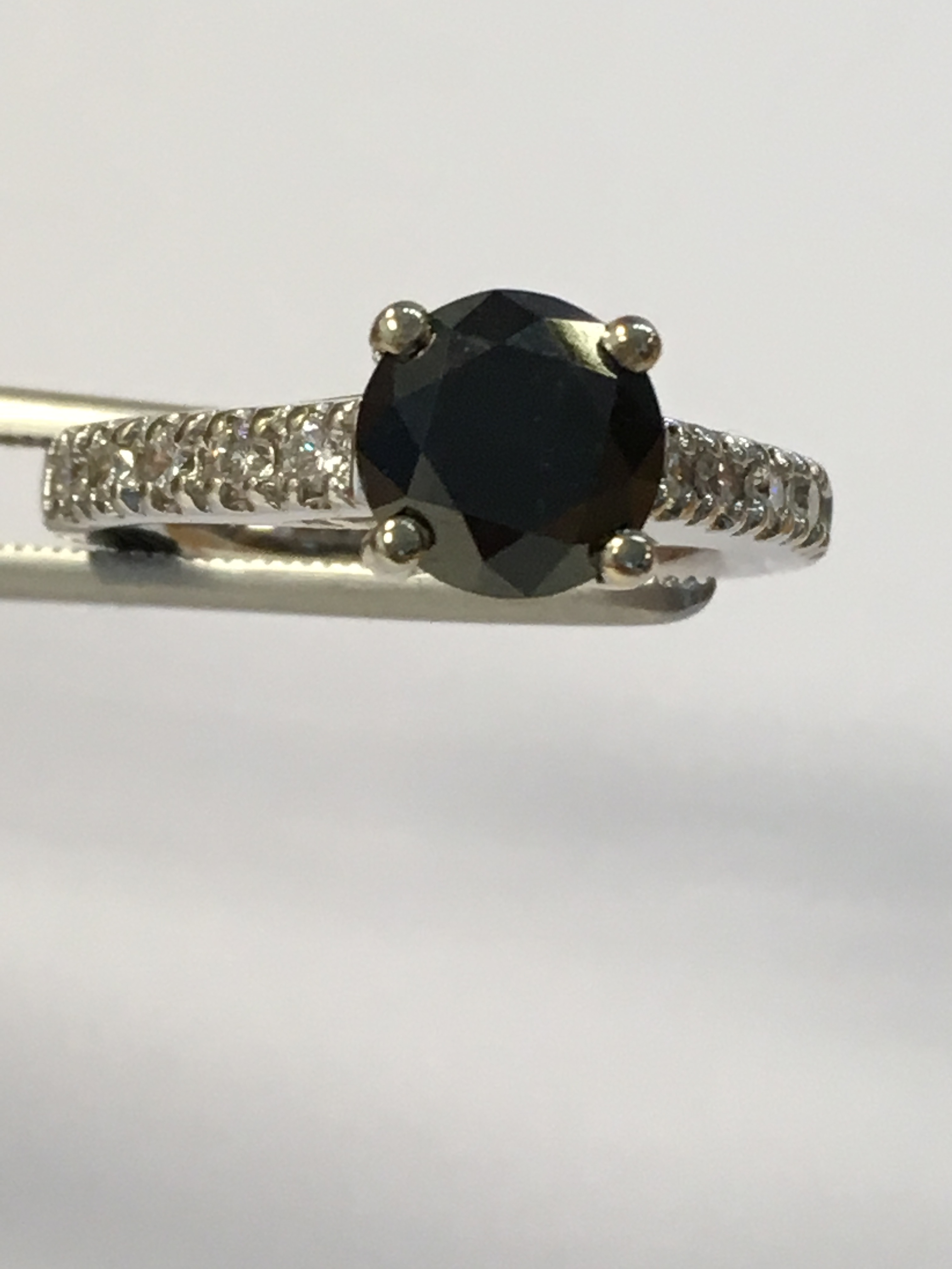 14K White Gold Ring with Grand Noir Black Diamond