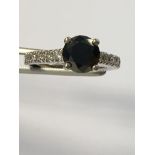 14K White Gold Ring with Grand Noir Black Diamond