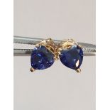 0.90 CT LAB TANZANITE 10K SOLID YELLOW GOLD EARRINGS **Brand New**