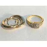 10k Gold Earrings and 18k Gold over sterling silver Ring with diamonds **Brand New**