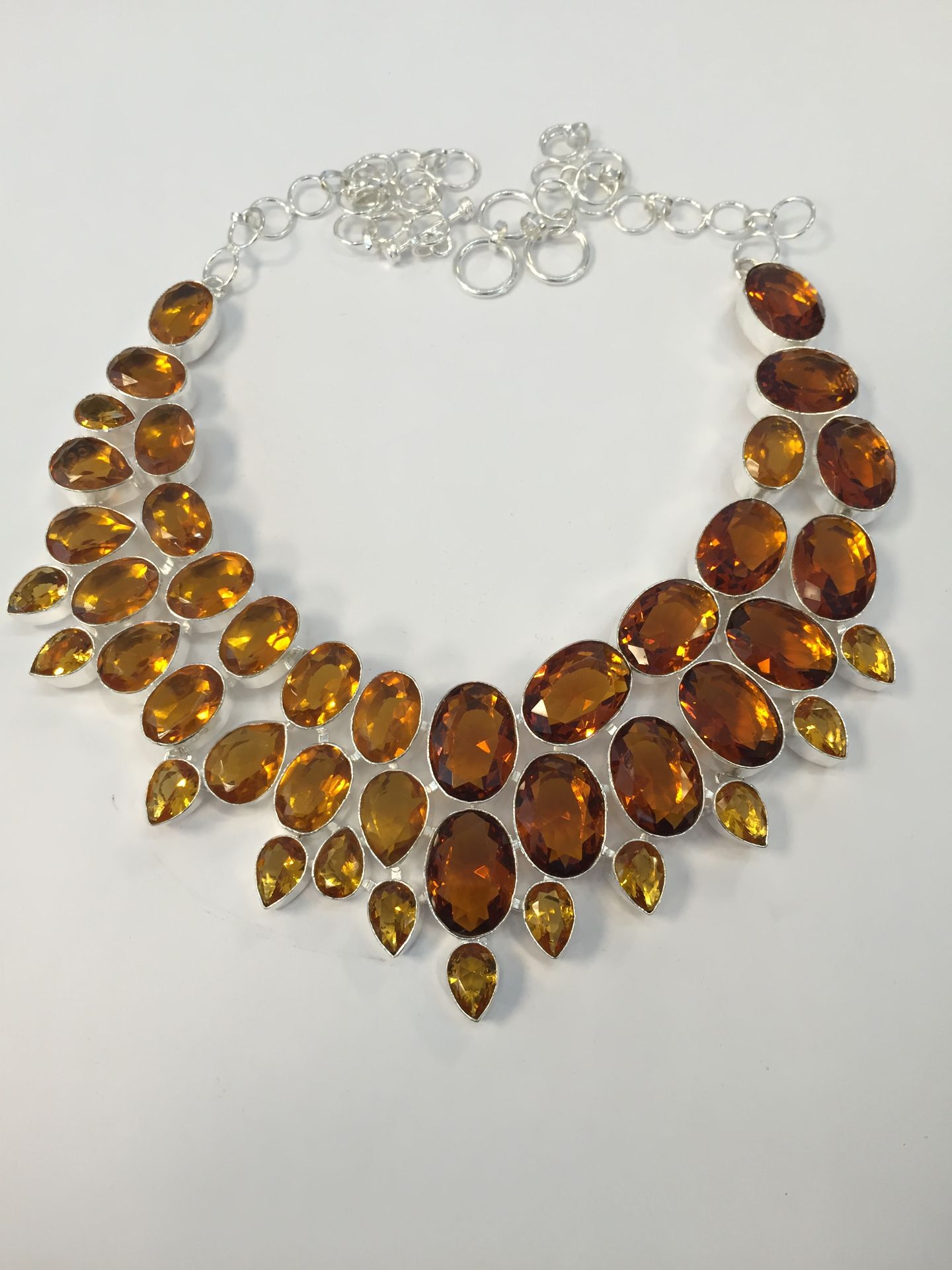 GOLDEN TOPAZ 925 SILVER JEWELRY NECKLACE SIZE 17-18" 6963 - Image 2 of 2