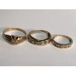 Set of 3 9k Gold rings