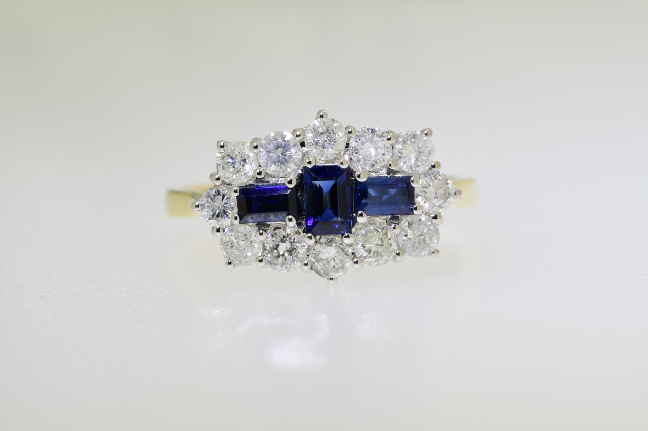 Sapphire & Diamond Boat Cluster Ring (VALUATION £2125)