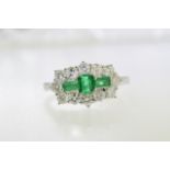 Emerald & Diamond Boat Cluster Ring (VALUATION £1695)
