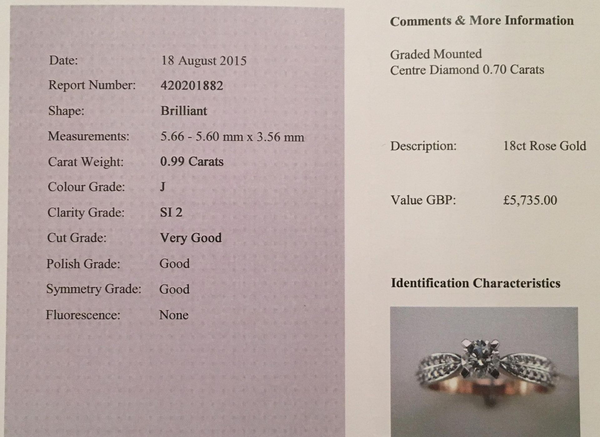 Diamond Ring (VALUATION £5735) - Image 3 of 4