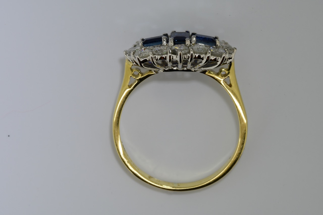 Sapphire & Diamond Boat Cluster Ring (VALUATION £2125) - Image 2 of 3