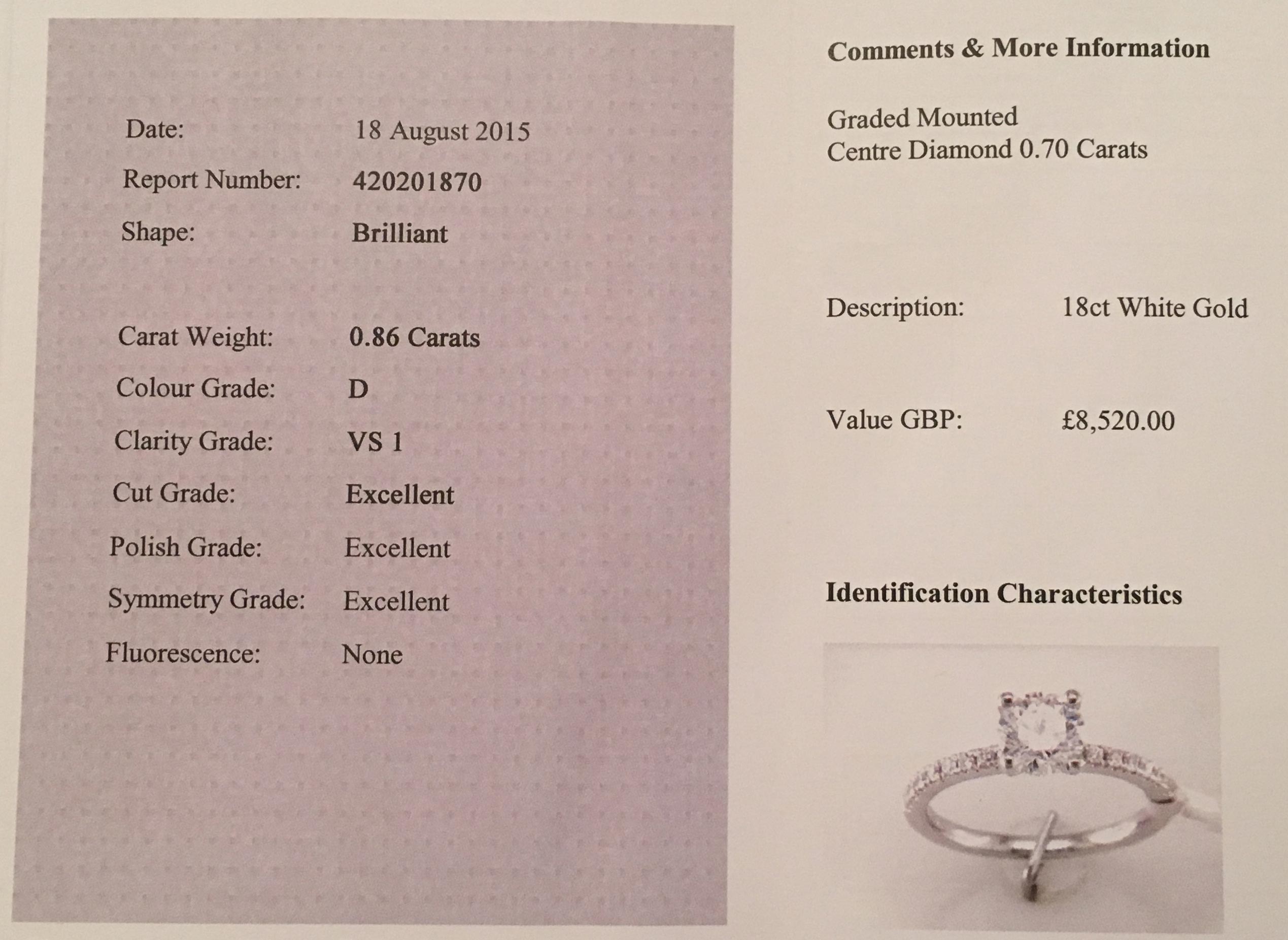 Diamond Ring (VALUATION £8520) - Image 3 of 4