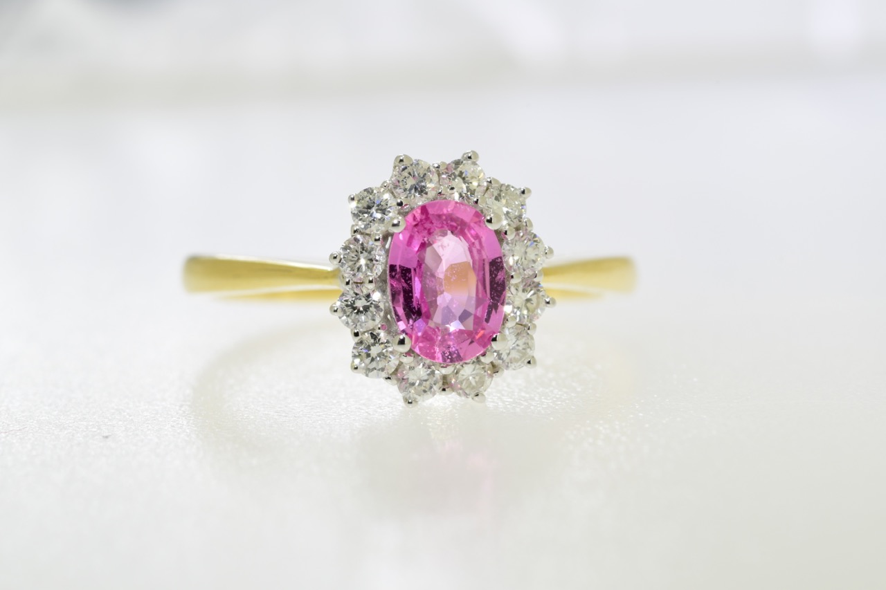 Pink Sapphire & Diamond Ring (VALUATION £1750)