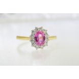 Pink Sapphire & Diamond Ring (VALUATION £1750)