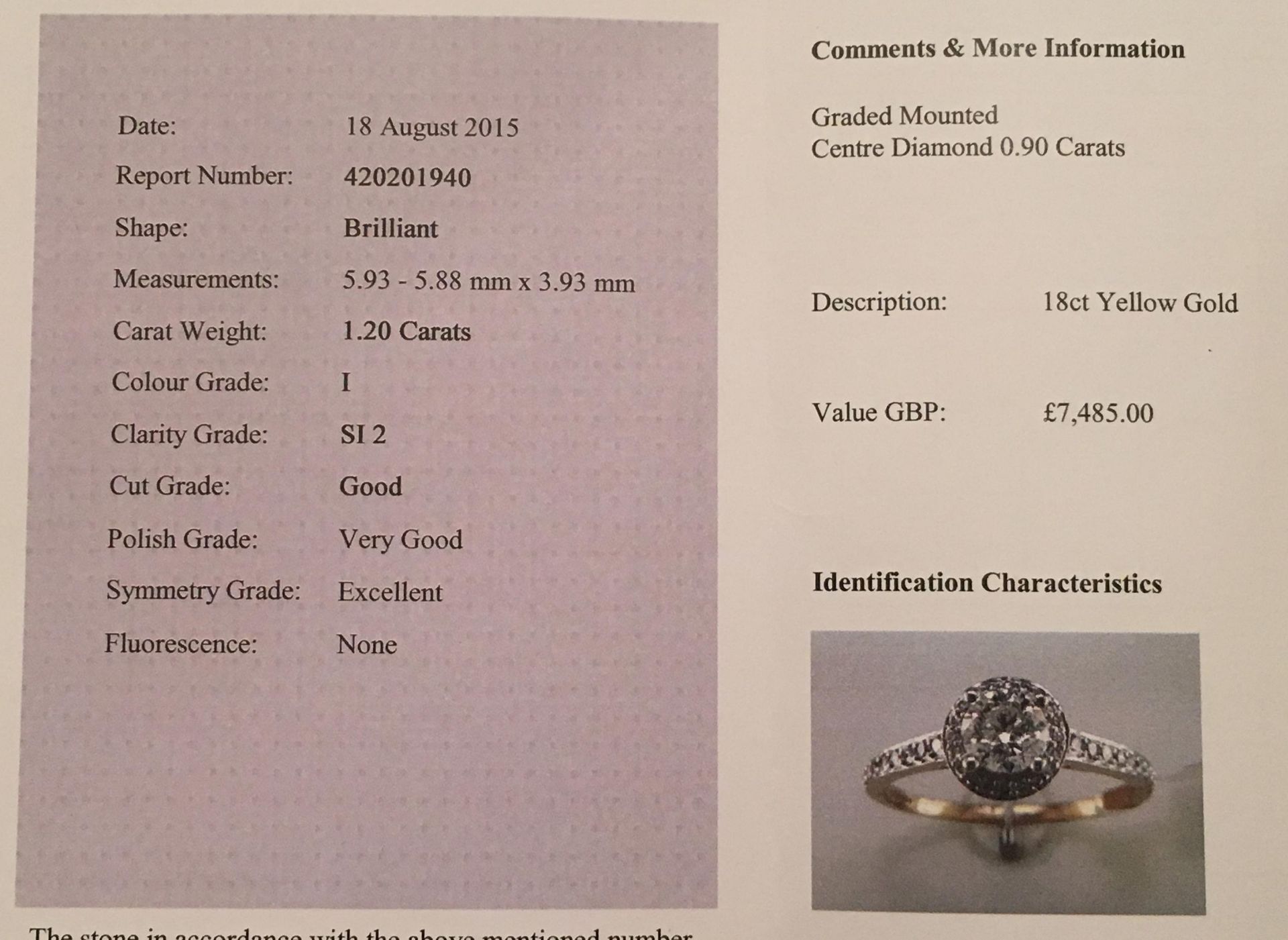 Diamond Ring (VALUATION £7485) - Image 3 of 4