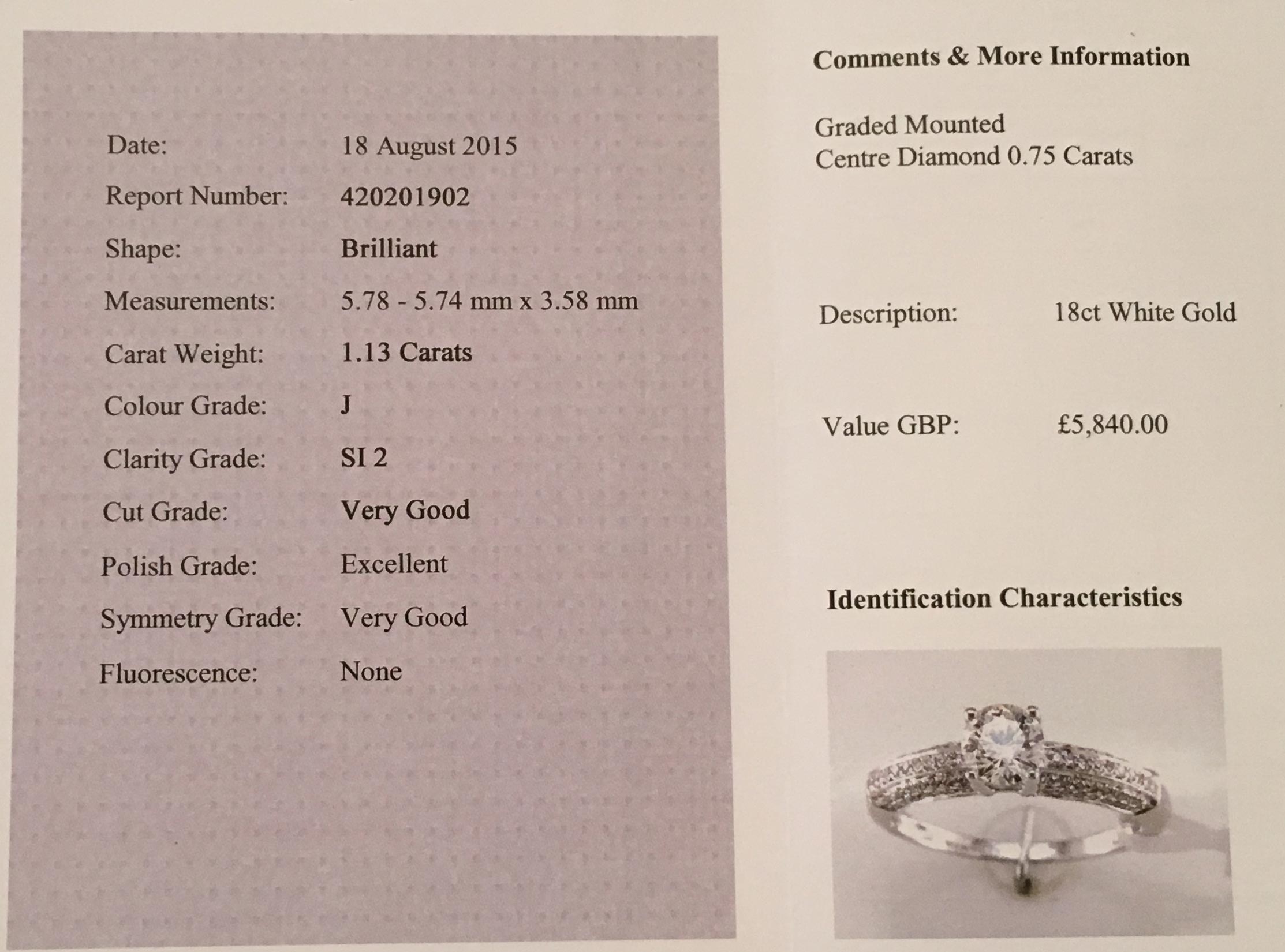 Diamond Ring (VALUATION £5840) - Image 3 of 4