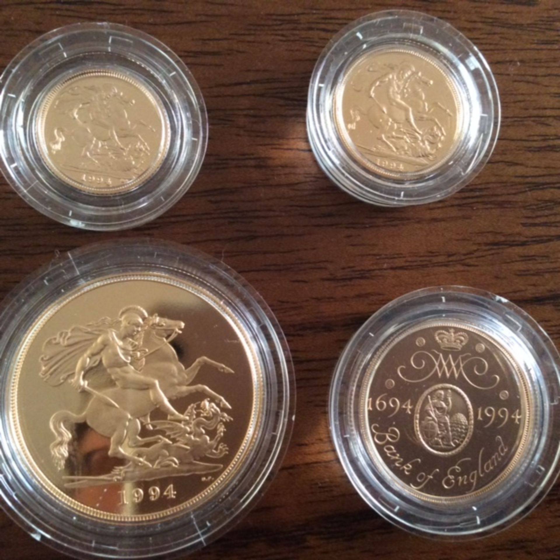 SOVEREIGN 1994 GOLD 4 COIN PROOF SET - CELEBRATING BANK OF ENGLAND TERCENTENARY - Image 4 of 5