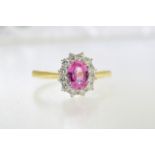 Pink Sapphire & Diamond Ring