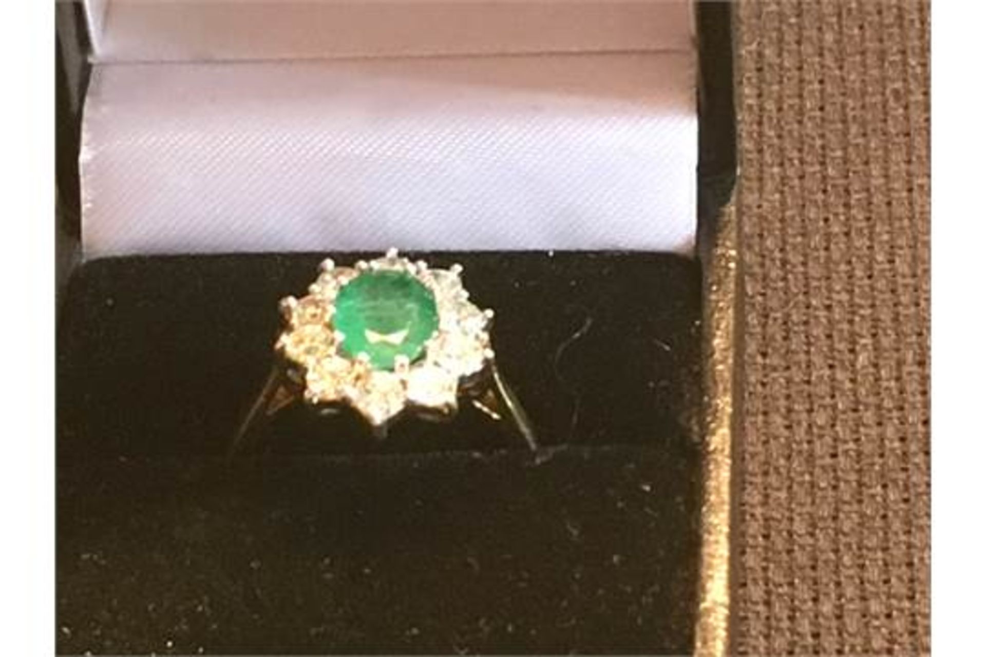 18ct Emerald and 1ct of Diamond Ring