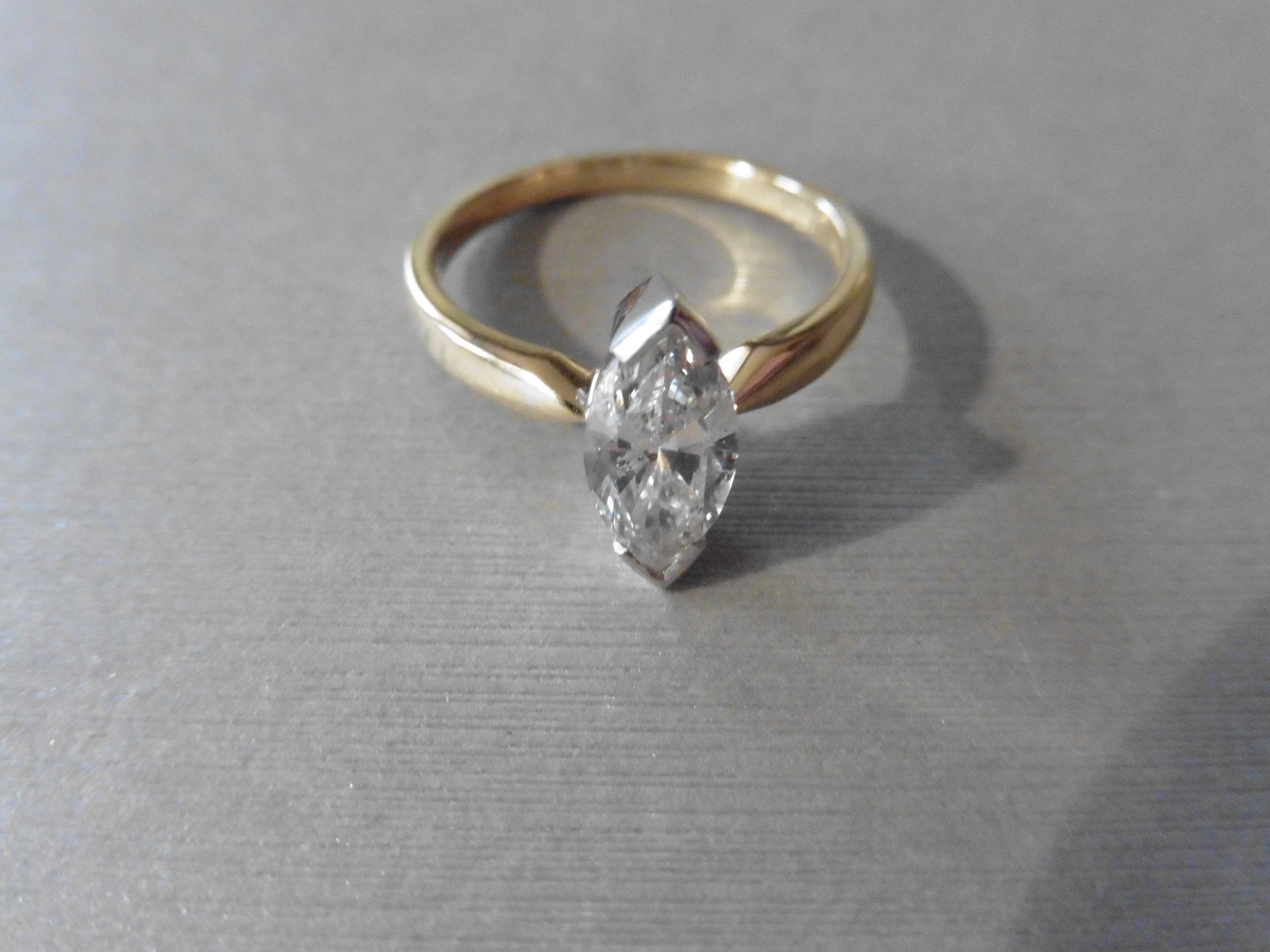 1.15ct marquise cut diamond solitaire ring. F colour Si2 clarity. 11.32 x 5.47 x 3.23mm. Set in - Image 4 of 5