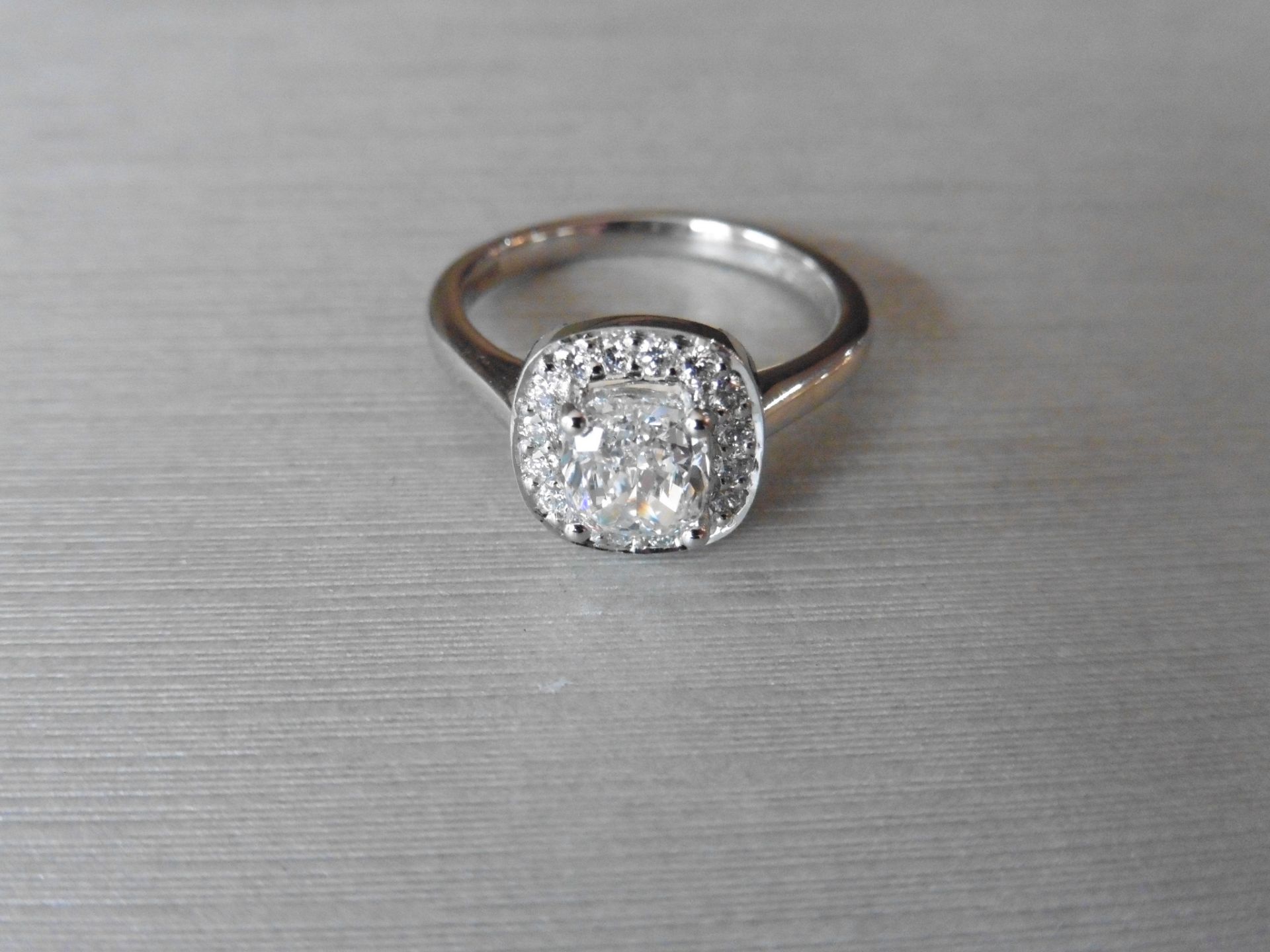 Platinum diamond set solitaire ring set with a 1.20ct cushion cut diamond, D colour and VS2 clarity. - Image 4 of 7