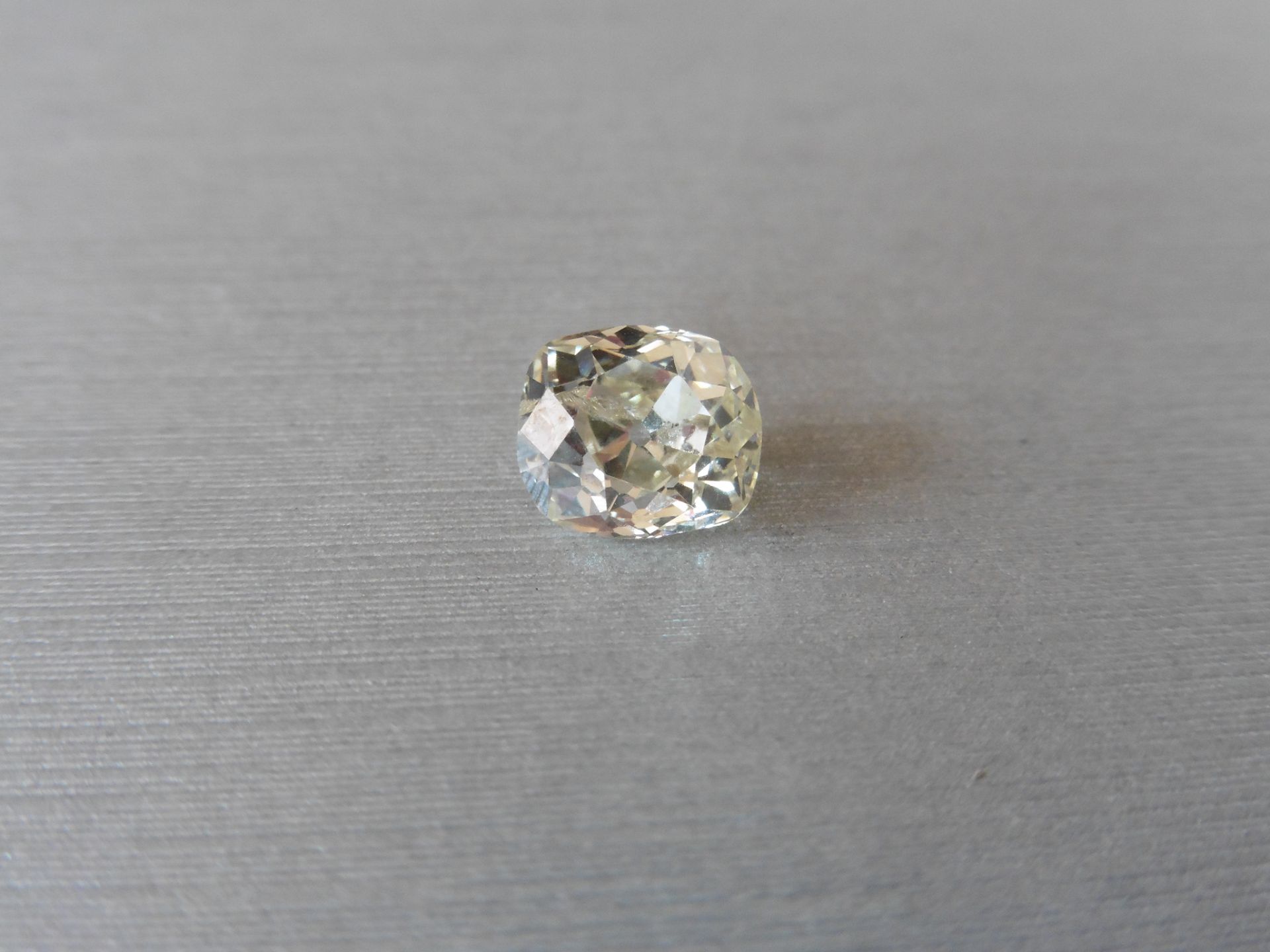 3.45ct single old cut cushion diamond K colour Si2 clarity. Suitable for mounting in a ring or