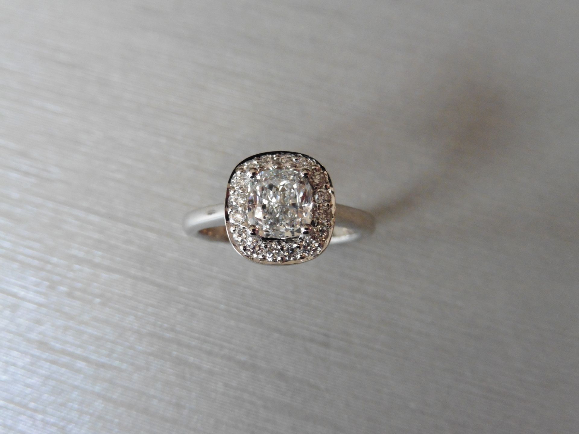 Platinum diamond set solitaire ring set with a 1.20ct cushion cut diamond, D colour and VS2 clarity. - Image 6 of 7